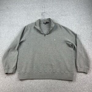 Polo‎ Ralph Lauren Ribbed 1/4 Quarter Zip Sweater Mens 2XL Gray Pullover Golf